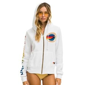 Aviator Nation White Zip Hoodie Excellent Condition
